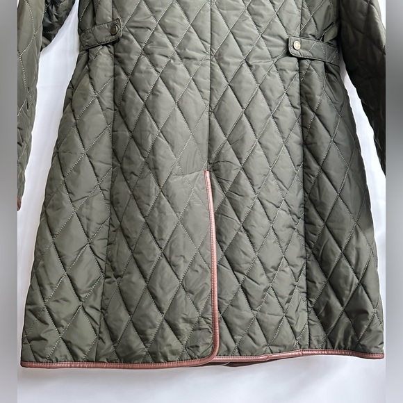 Lauren Ralph Lauren Quilted Coat Green Chain Link Lining Hooded Size Small - Picture 5 of 16